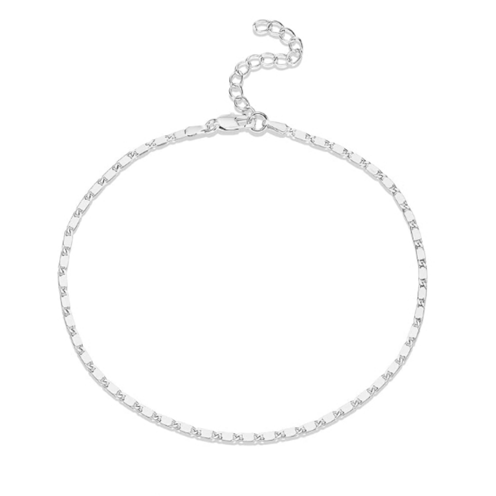 14K Gold Plated Charm Link Marina Adjustable Gold Anklet In White Gold
